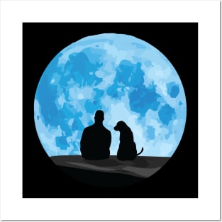 Pet therapy : Dog and Moon Posters and Art